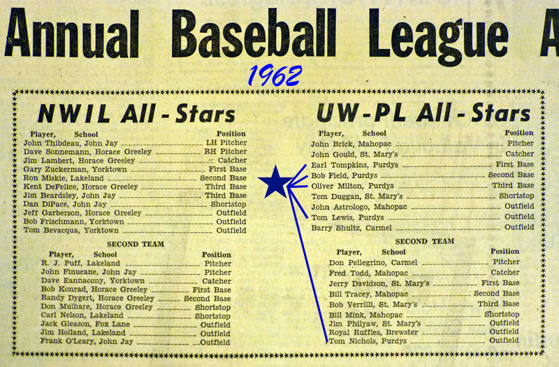 Purdys Central High BASEBALL ALL-STARS - Patent Trader Newspaper, Mt. Kisco, NY, Jun. 14, 1962 